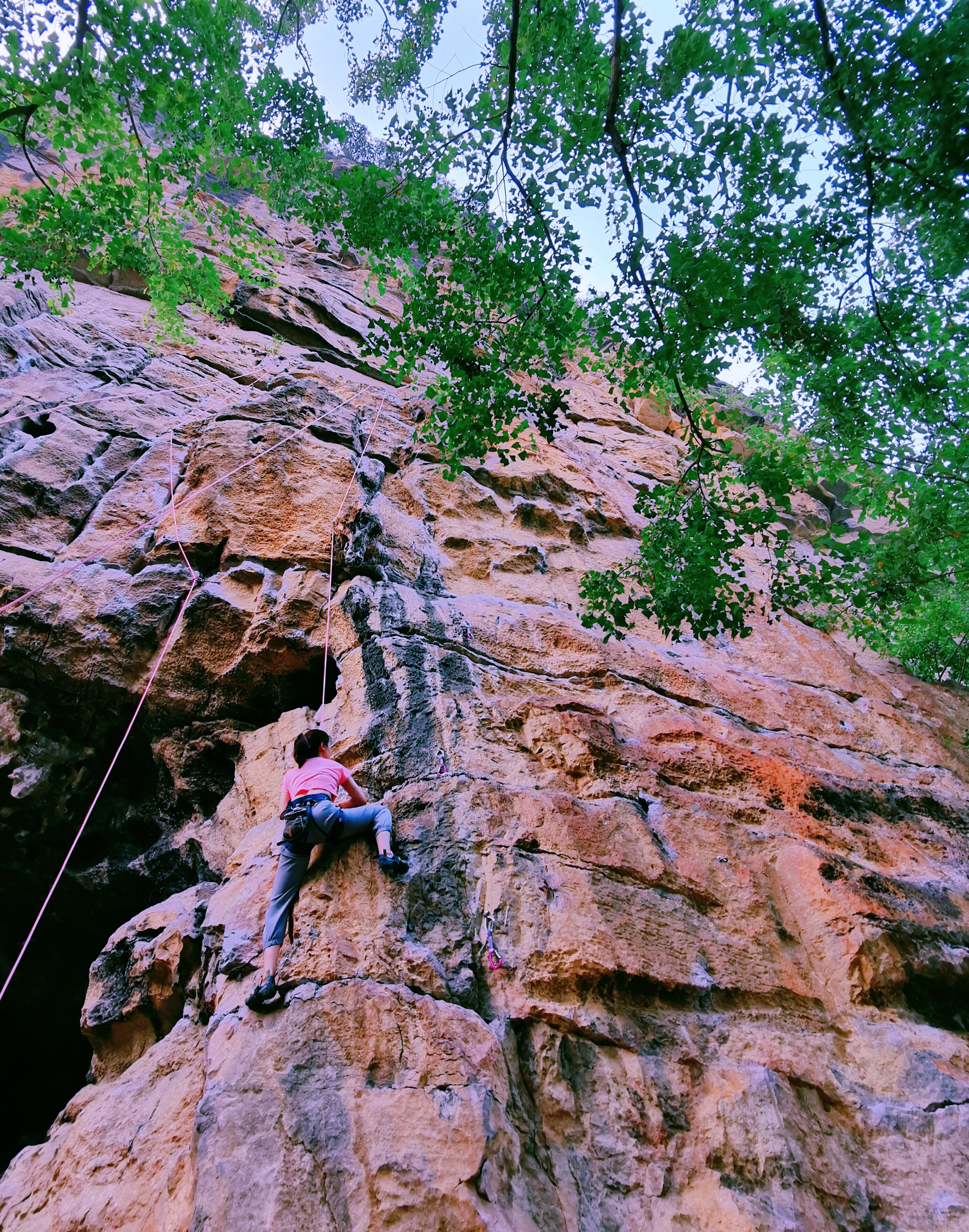 Rock climbing outdoors