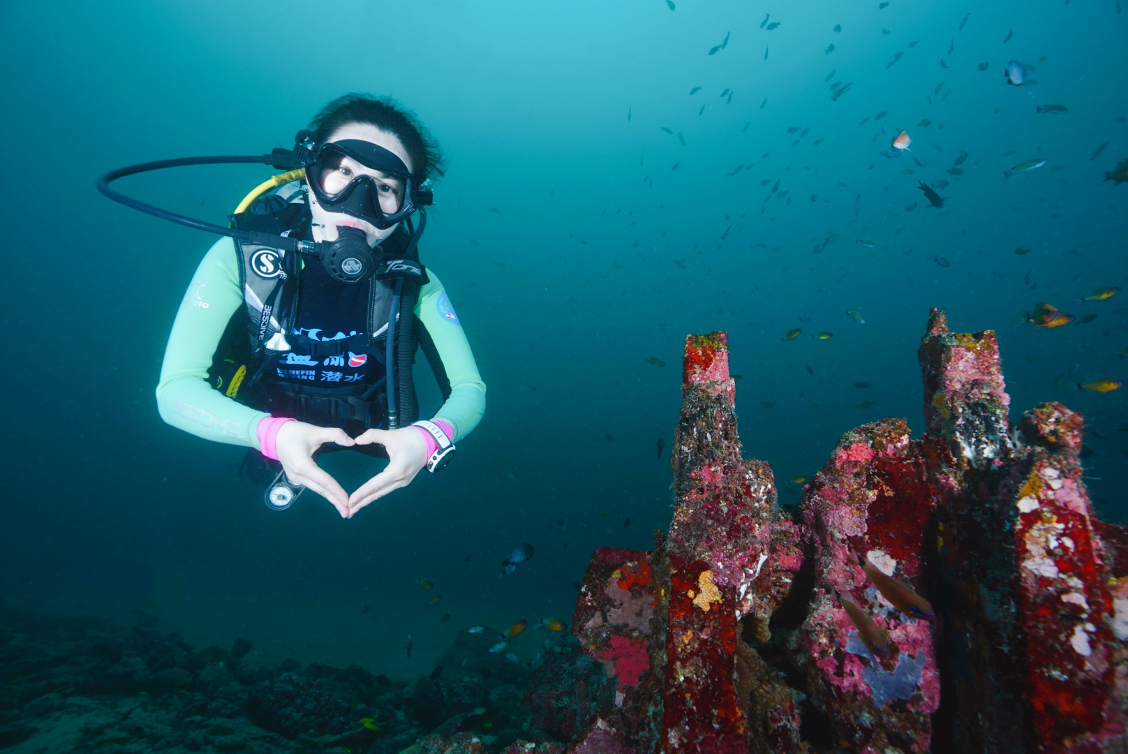 Scuba diving underwater