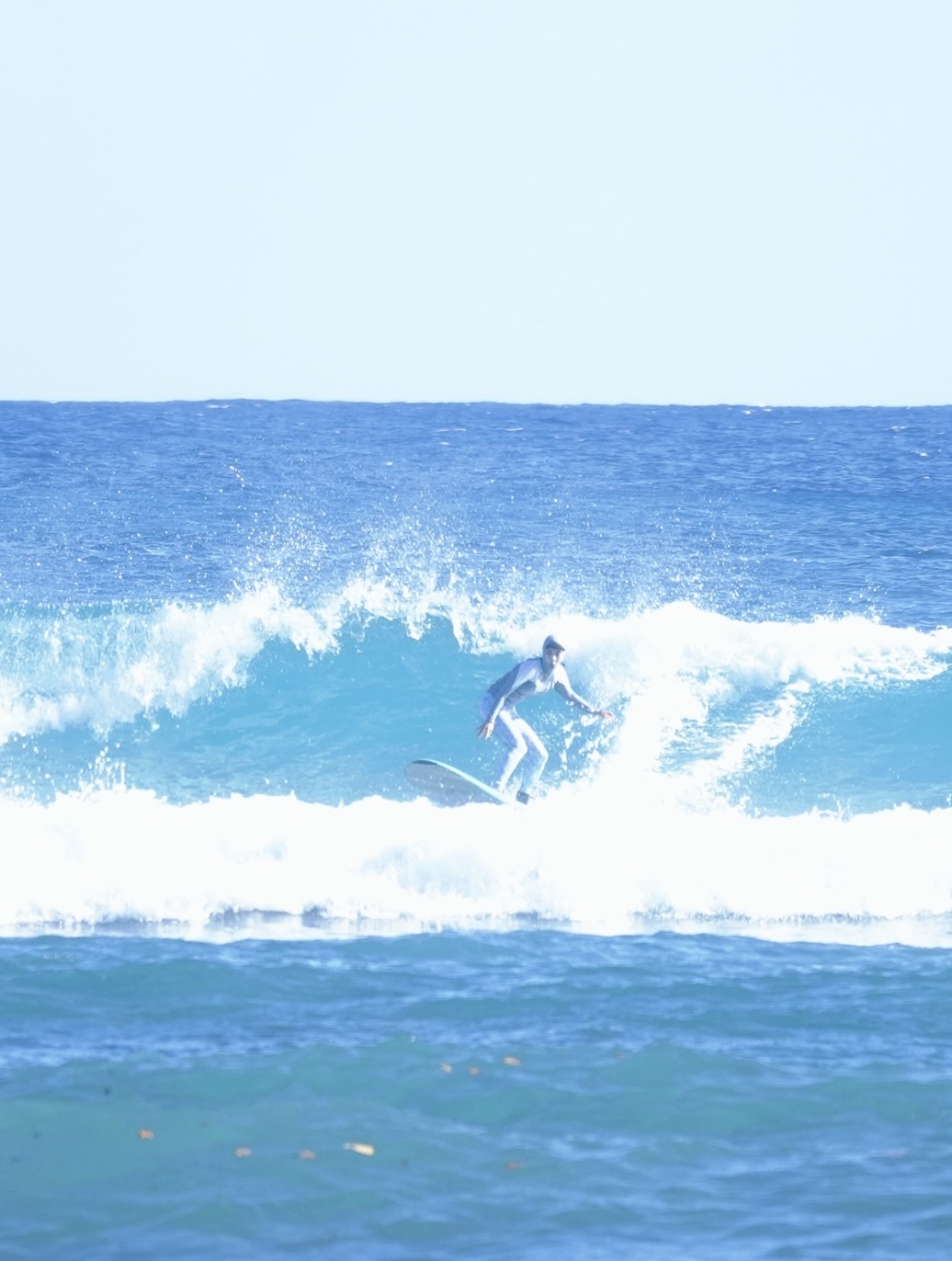 Surfing in the ocean